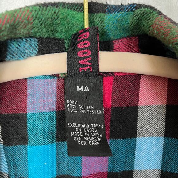 Urban groove plaid snap front long sleeve shirt with front pocket size M - Picture 4 of 6